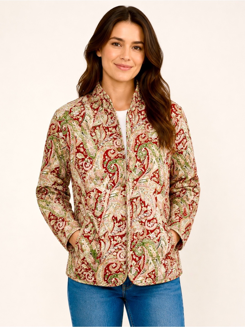 NWT Melloday Quilted Floral Paisley Print Boho Coat